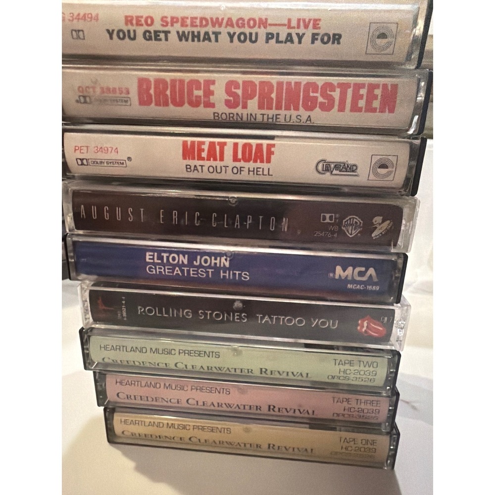 Classic Rock Cassette Lot Springsteen Rolling Stones Clapton Elton CCR